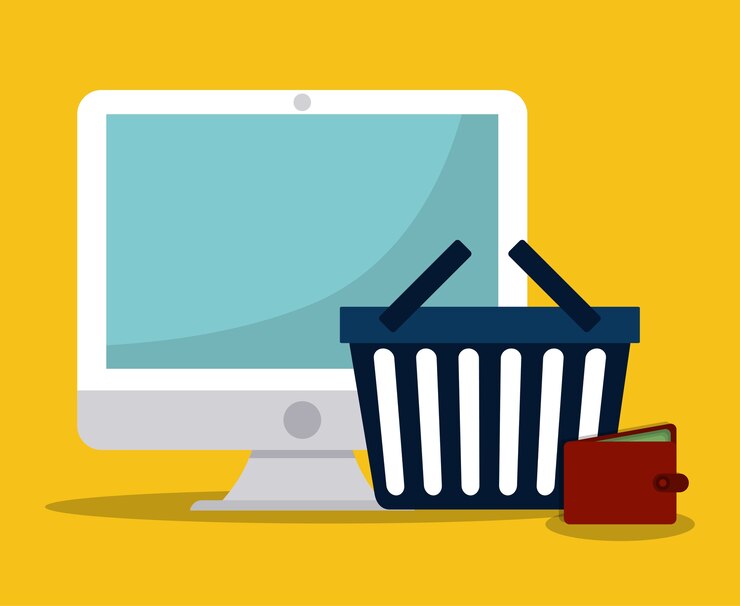 Vector diseño plano de icono de compras, ilustración vectorial