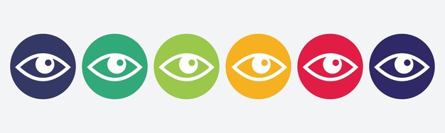 Diseño plano del icono del conjunto de ojos