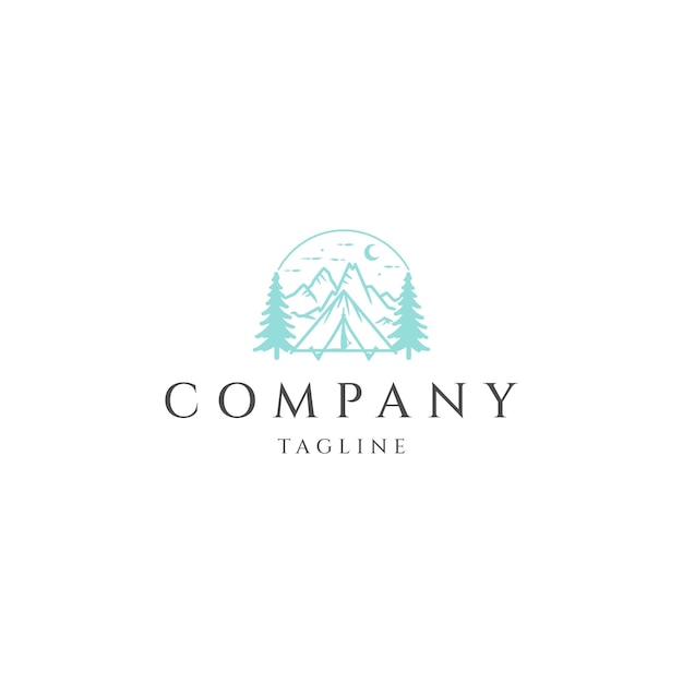 Diseño plano del icono vectorial del logotipo del campamento