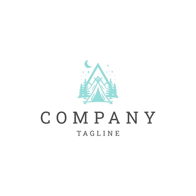 Diseño plano del icono vectorial del logotipo del campamento