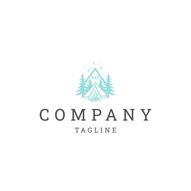 Diseño plano del icono vectorial del logotipo del campamento