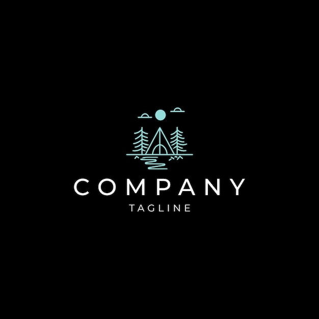 Diseño plano del icono vectorial del logotipo del campamento