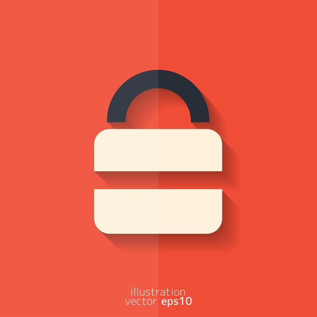 Diseño plano del icono de la web del candado