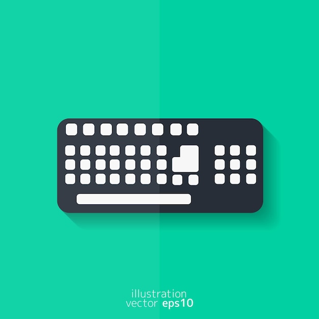 Vector diseño plano del icono web del teclado de la computadora