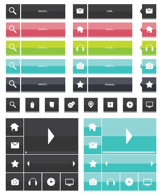 Diseño plano de iconos y elementos web