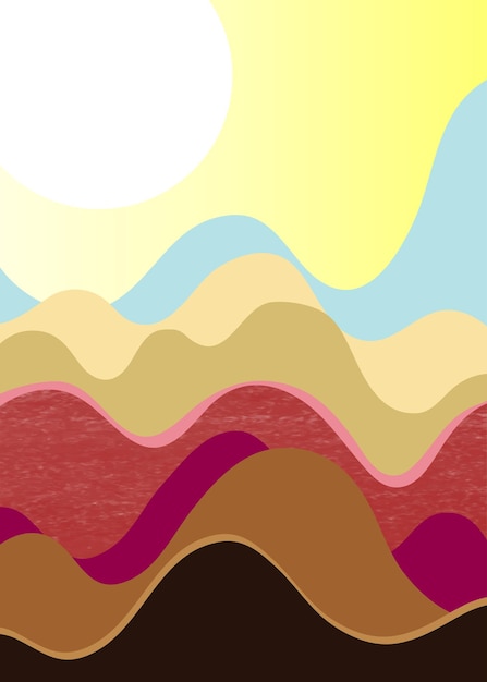 Diseño plano de ilustración 2d con vector de montaña abstracto suave colorflat