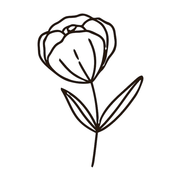 Diseño plano ilustración de contorno de flor simple sobre fondo blanco