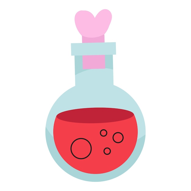 Diseño plano de la ilustración de la poción de amor en el blanco