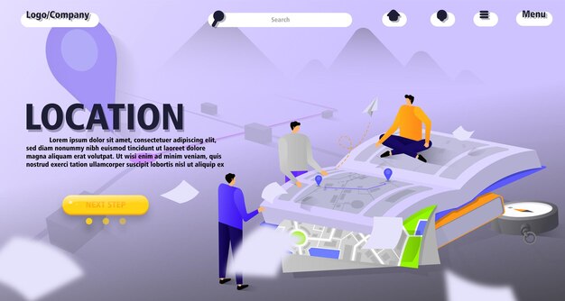 Diseño plano de ilustración sobre mapas de ubicación diseño de cartel vectorial marca de ubicación