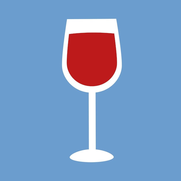 Diseño plano de la ilustración vectorial del icono del vaso de vino tinto vectorial