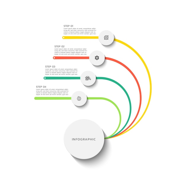 Vector diseño plano de infografía de negocios con 4 pasos