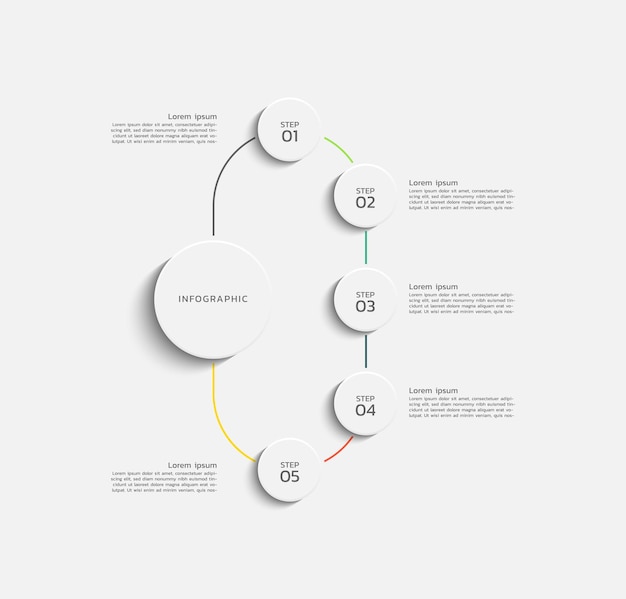 Vector diseño plano de infografía de negocios con 5 pasos