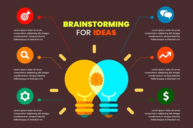 Diseño plano de infografías de lluvia de ideas.