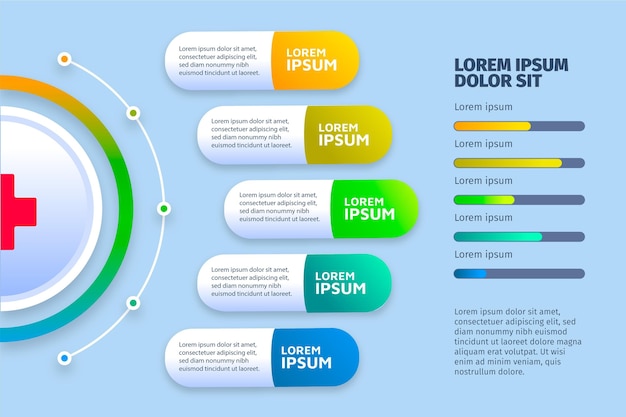 Diseño plano de infografías médicas gradiente.