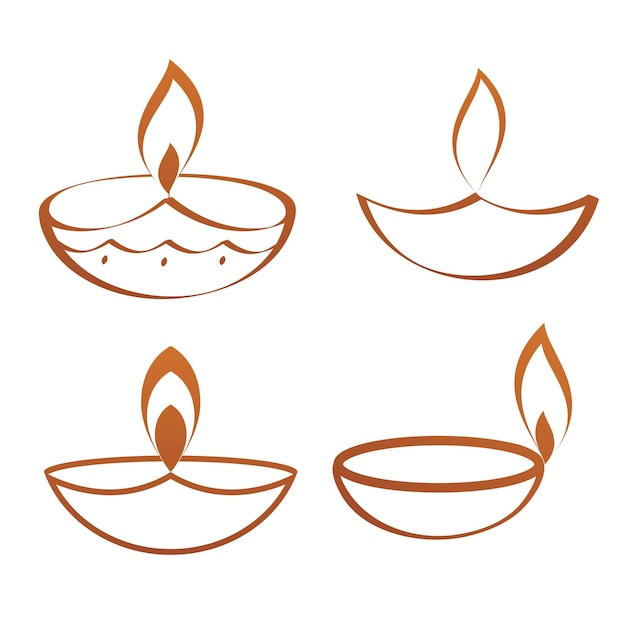 Diseño plano libre de Vector Diwali diya