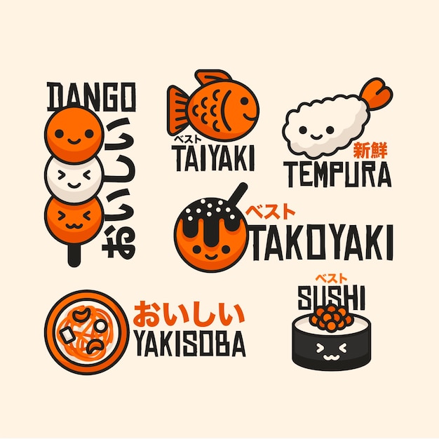 Diseño plano de logos de comida callejera