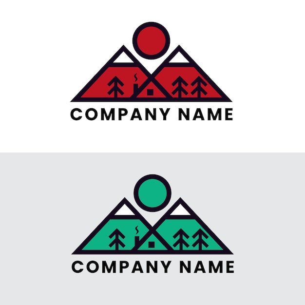 Diseño plano de logotipo de aventura vintage