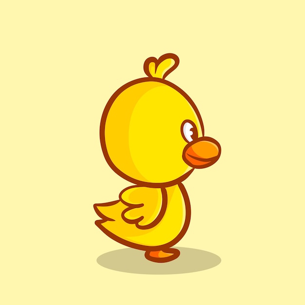 Diseño plano del logotipo de la mascota de la historieta del pato lindo Vector Premium