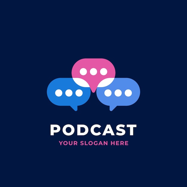 Diseño plano del logotipo del podcast