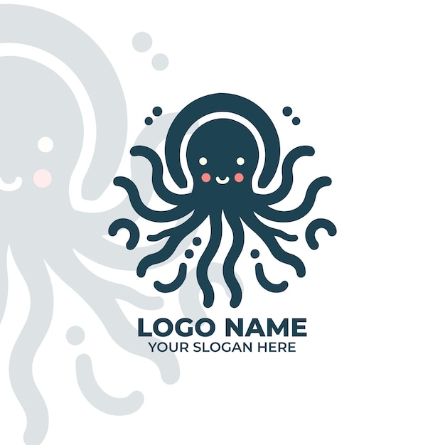 Diseño plano del logotipo del pulpo simple