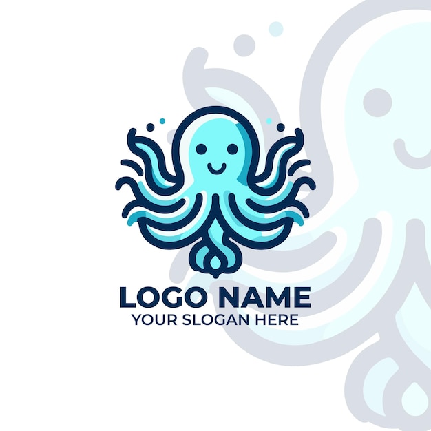 Diseño plano del logotipo del pulpo simple