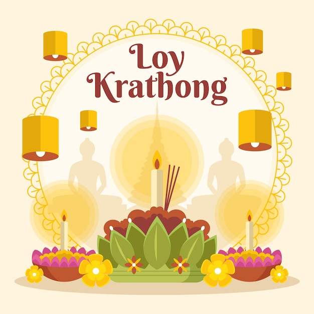 Diseño plano loy krathong concept