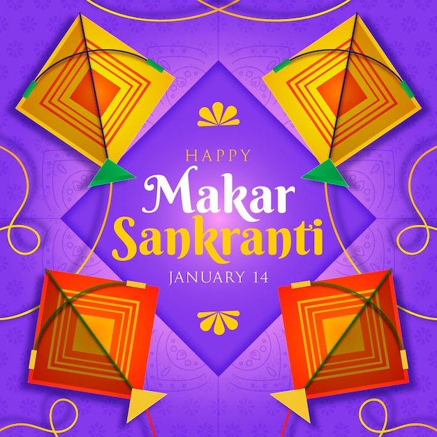 Diseño plano makar sankranti