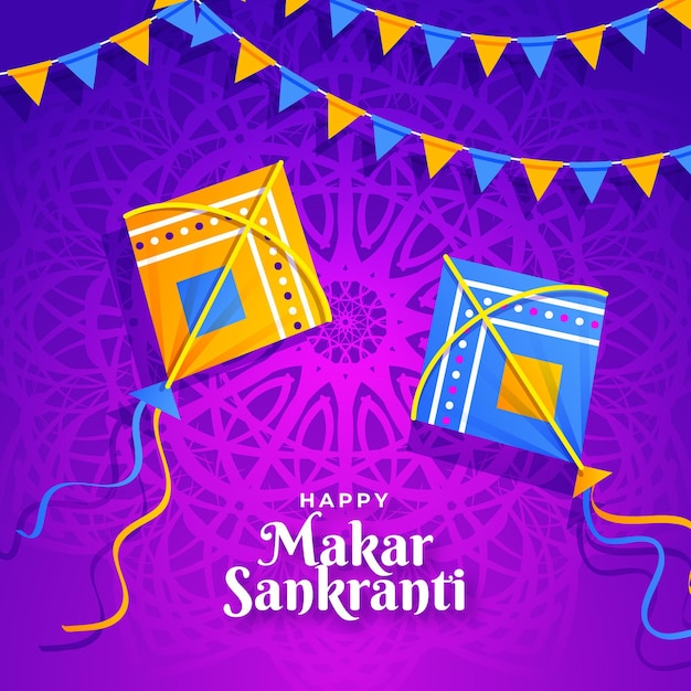 Vector diseño plano makar sankranti