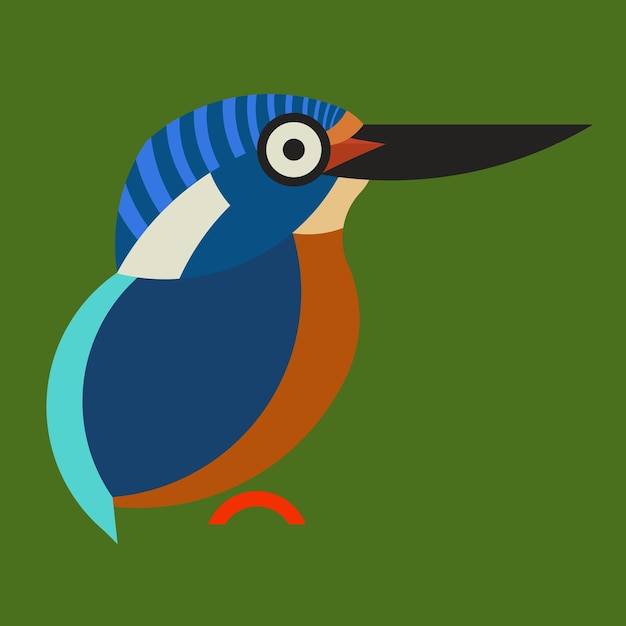 Diseño plano de martín pescador de orejas azules