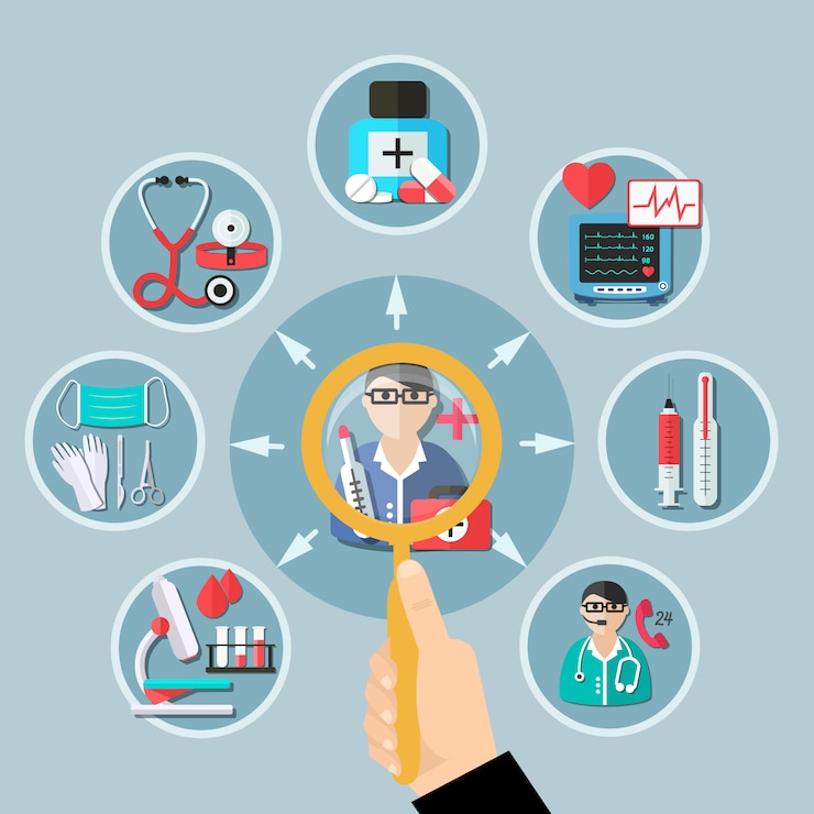 Vector diseño plano de medicina