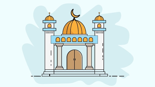Diseño plano de la mezquita Eid Mubarak