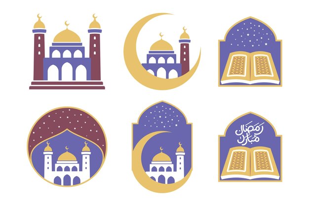 Diseño plano de la mezquita de ramadán kareem Ilustración de la mezquita que celebra la temporada sagrada del ramadán