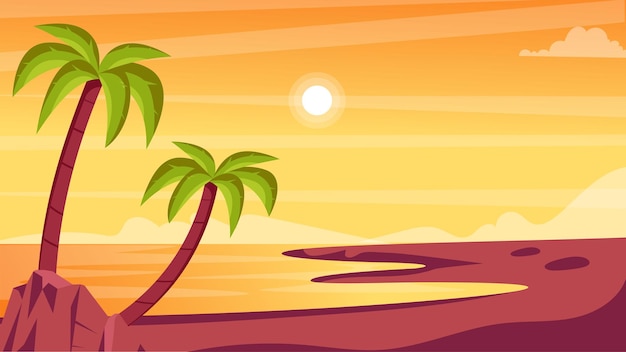 Diseño plano de moda de papel tapiz de playa