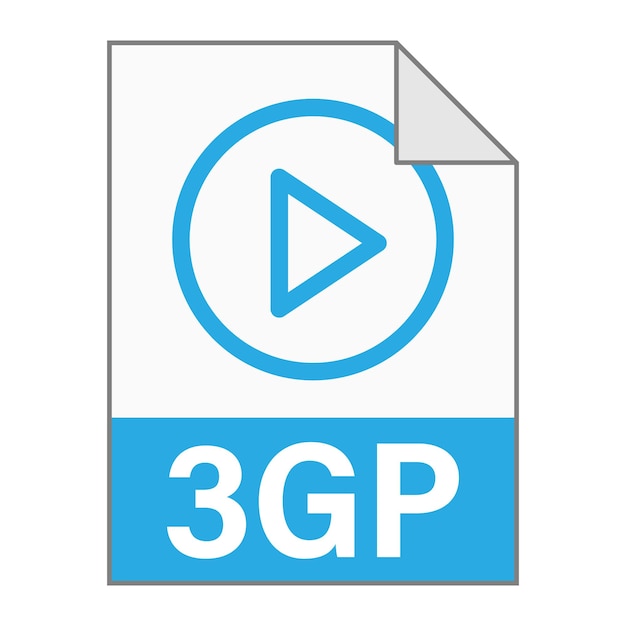 Diseño plano moderno de icono de archivo 3GP para web. Estilo simple