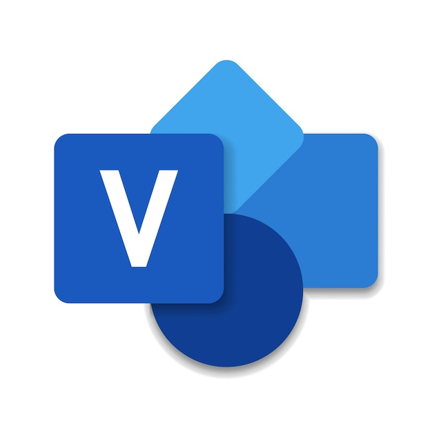 Diseño plano moderno del icono de archivo de dibujo de logo vsd visio