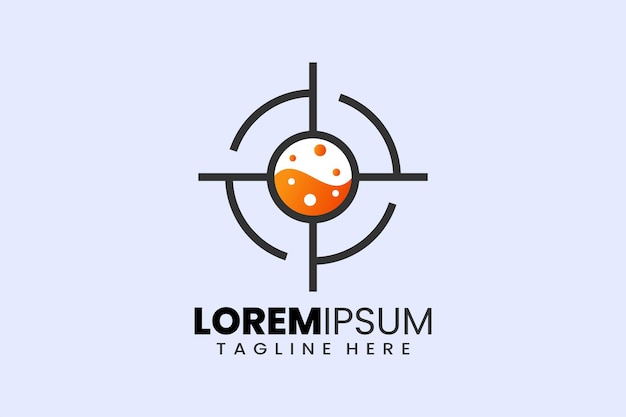 Diseño plano moderno objetivo de tiro único con plantilla de logotipo líquido naranja y o logotipo objetivo