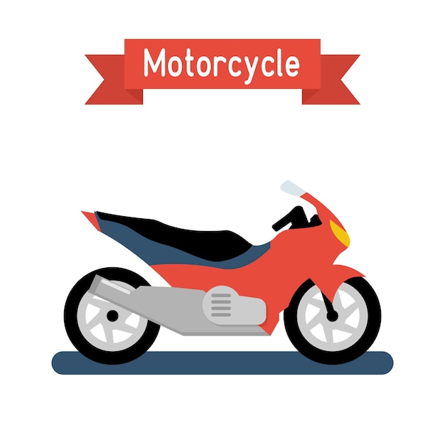 Vector diseño plano de motocicleta, aislado sobre fondo blanco. moto de carrera deportiva. ilustración vectorial icono de vehículos de dos ruedas. transporte de alta velocidad.