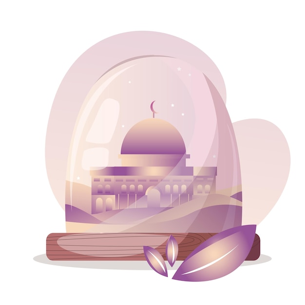 Diseño plano de oración y mezquita de ramadan kareem