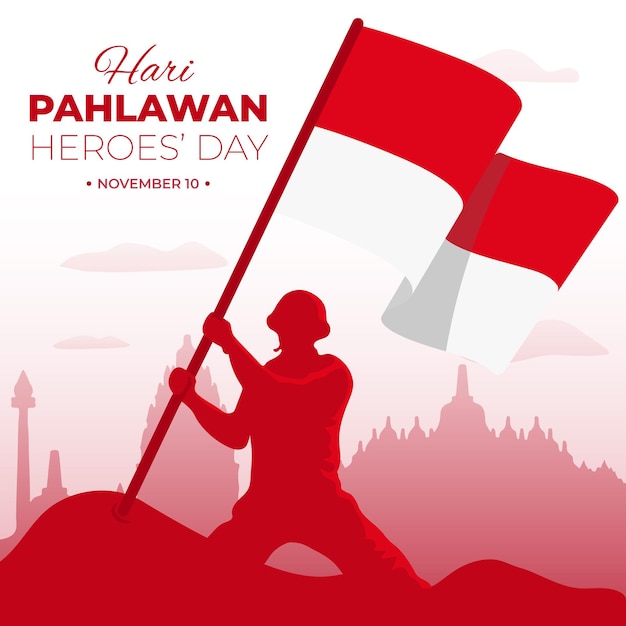 Diseño plano pahlawan day