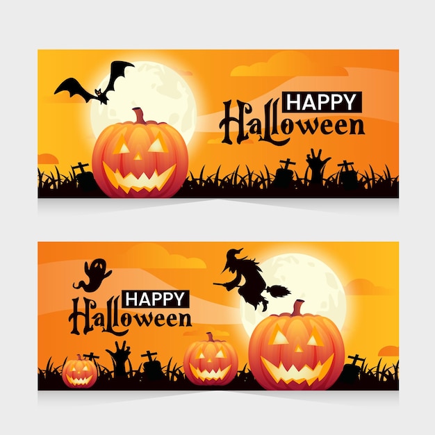 Diseño plano de pancartas de halloween