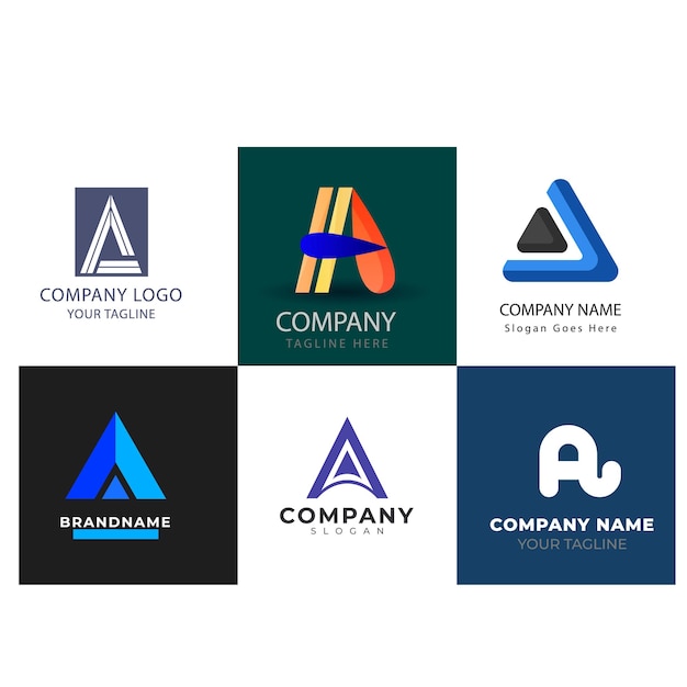 Diseño plano de un paquete de plantillas de logotipos
