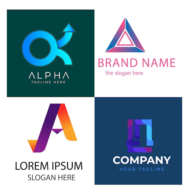 Diseño plano de un paquete de plantillas de logotipos