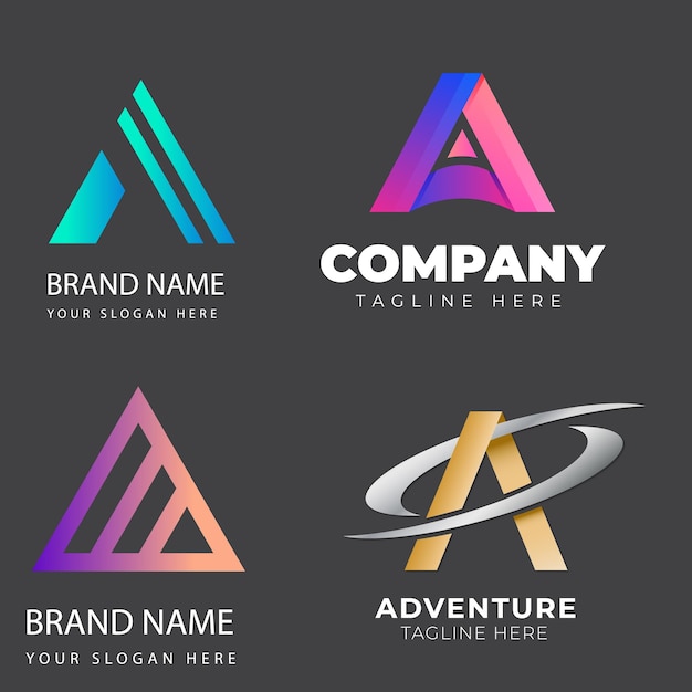 Diseño plano de un paquete de plantillas de logotipos