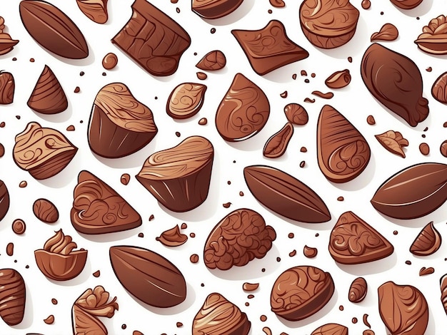 Diseño plano de patrón de chocolate Vector