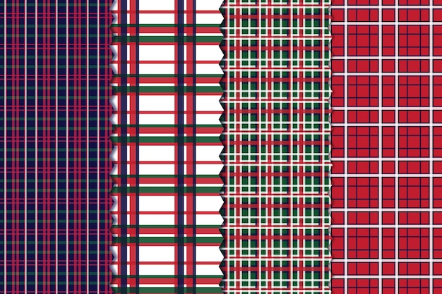 Diseño plano de patrón de cuadros navideños