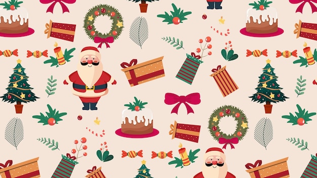 Diseño plano de patrón de feliz navidad