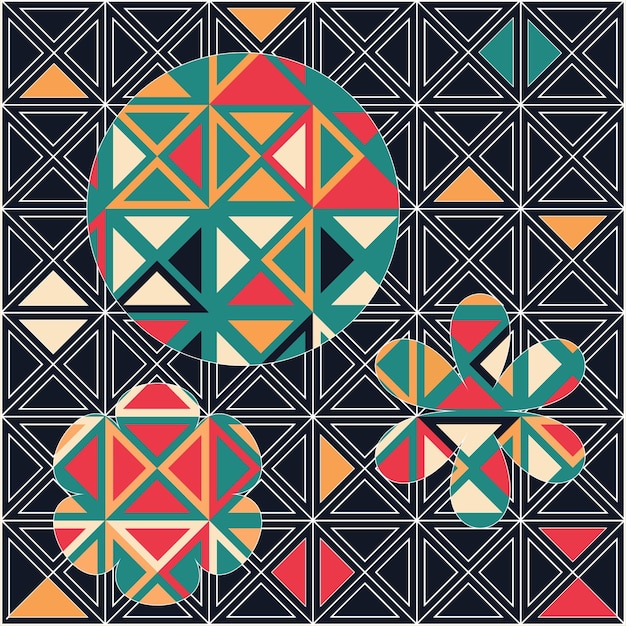 Diseño plano patrón geométrico y mosaico