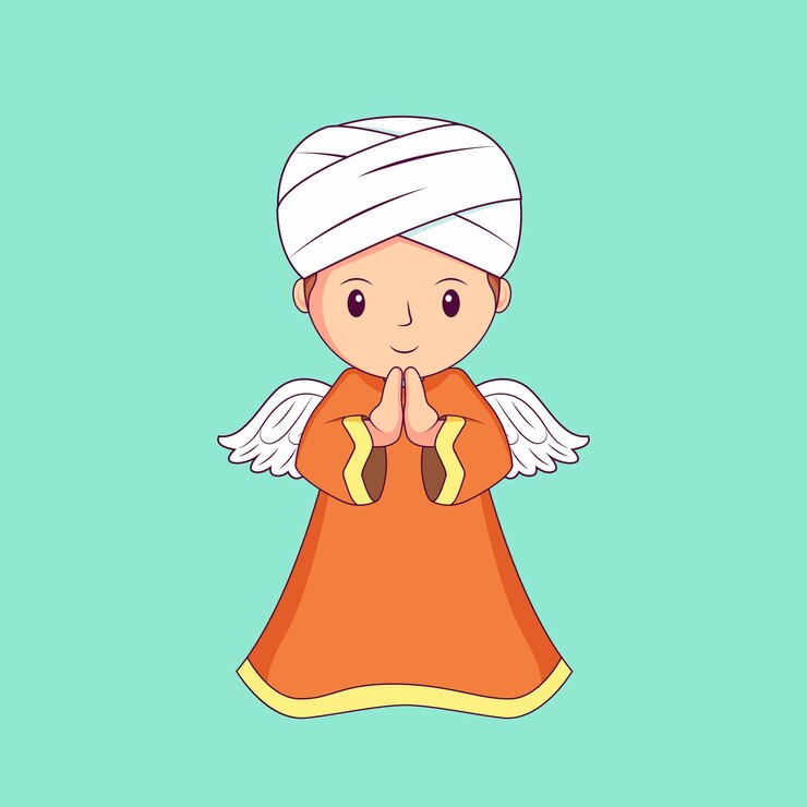 Vector diseño plano de personaje islámico de chico lindo