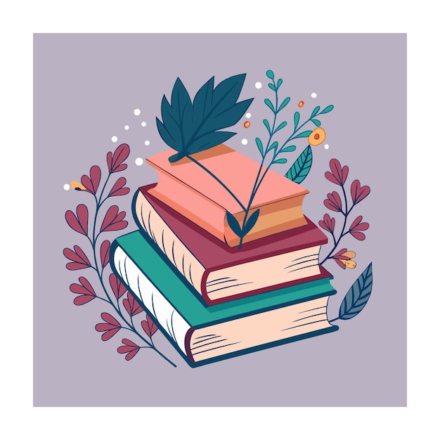 Diseño plano de la pila de libros Ilustración