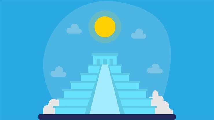 Vector diseño plano de las pirámides mesoamericanas latinoamericanas